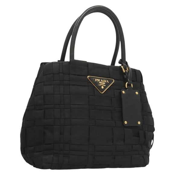 PRADA Hand Bag Nylon Black Silver - Picture 1 of 13